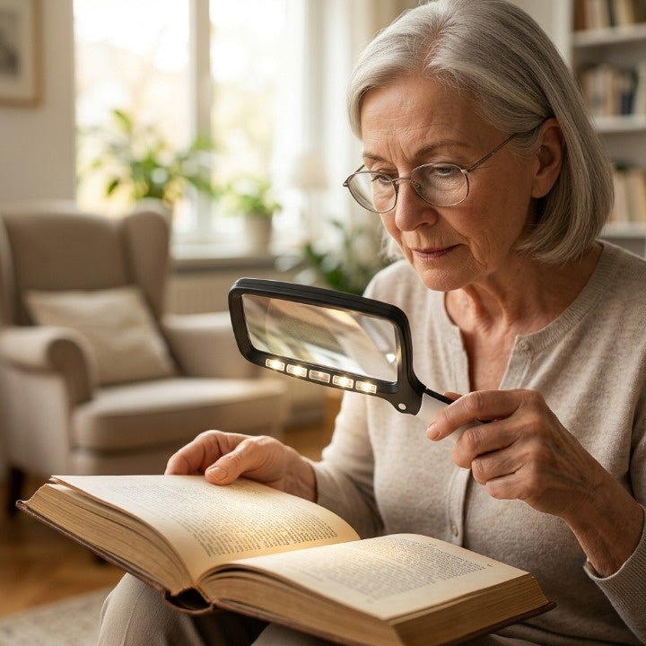 Handheld Magnifier 3x Magnification LED Light Large Viewing Area