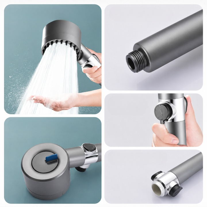 Handheld Shower Head High-Pressure Massage Jet Integrated Filter