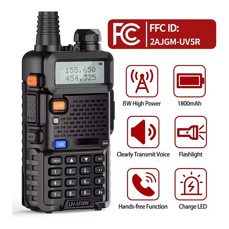 Handheld Two-Way Radio Dual Band VHF UHF 60-Hour Standby