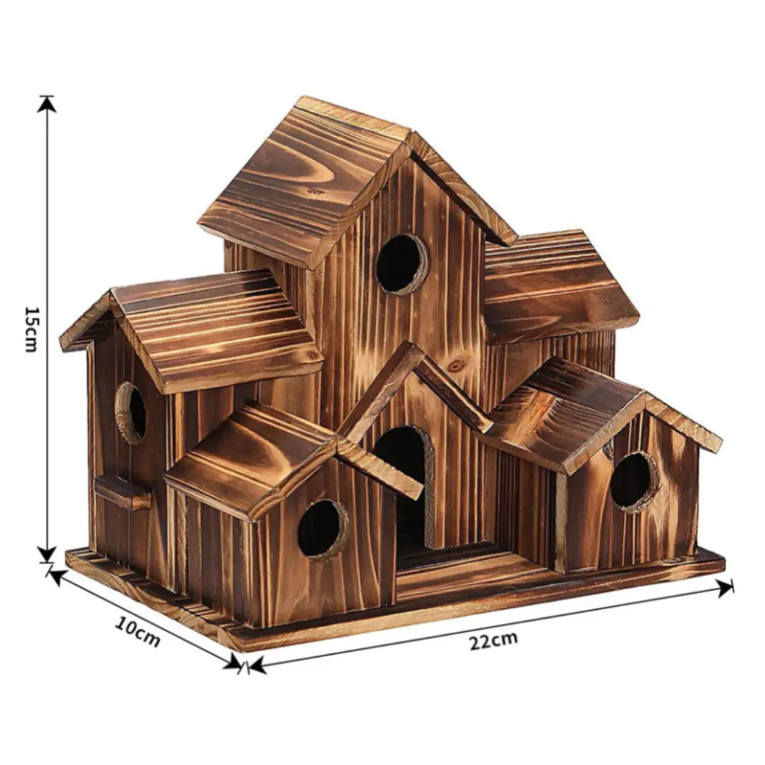 Hanging Birdhouse Multi-Nest Weather-Resistant Wood