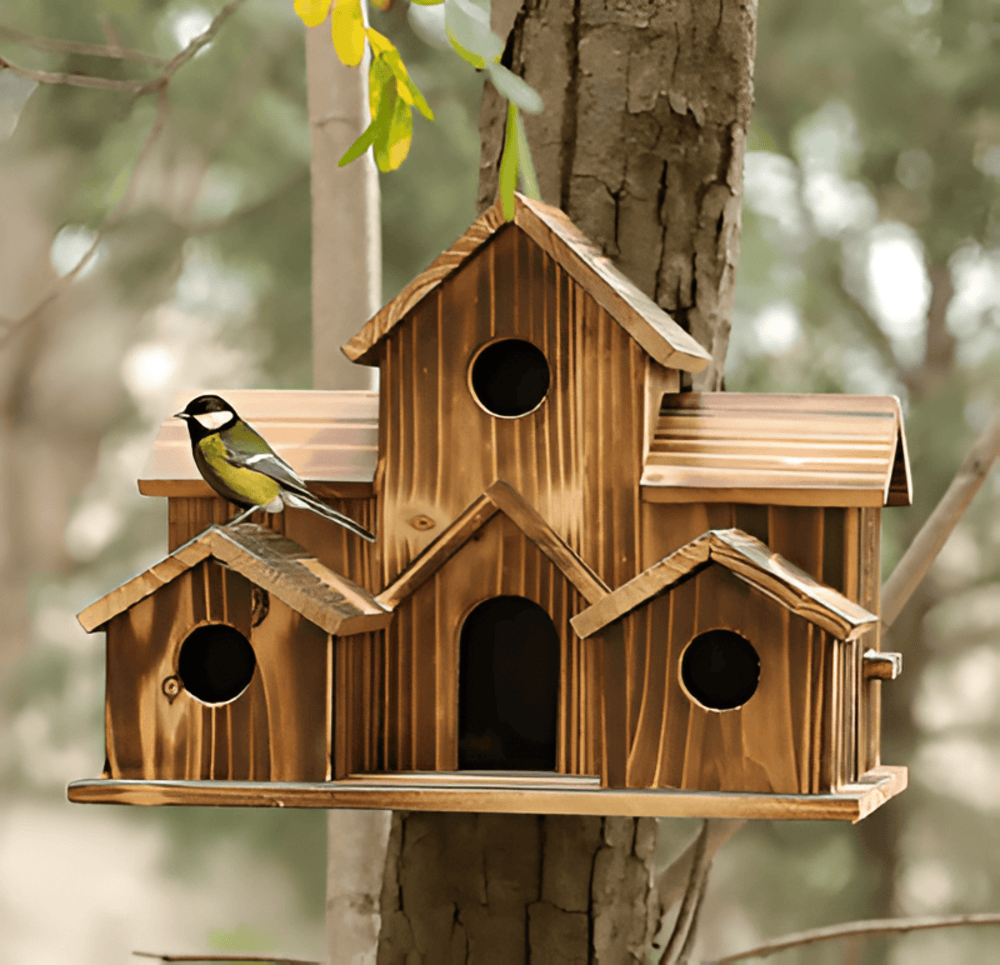 Hanging Birdhouse Weather-Resistant Wood Spacious Openings