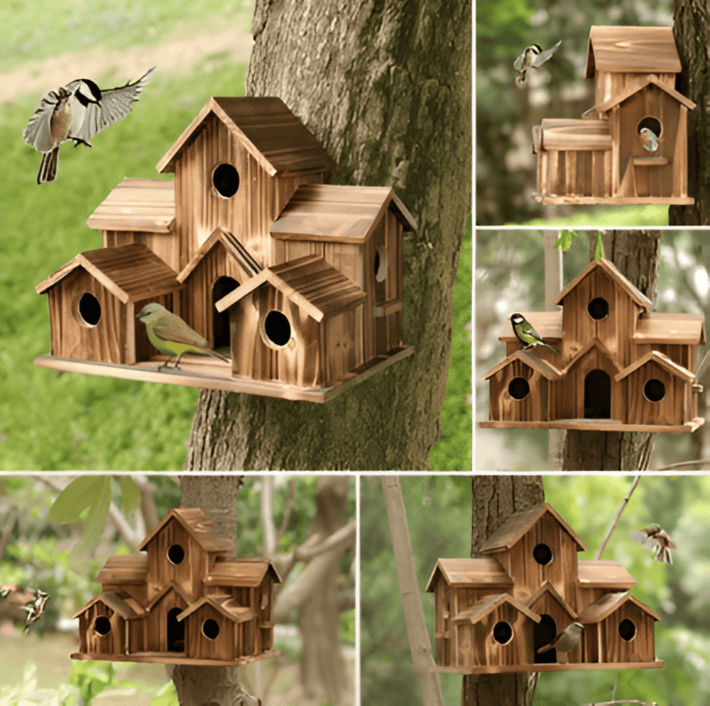 Hanging Birdhouse Weather-Resistant Wood Spacious Openings
