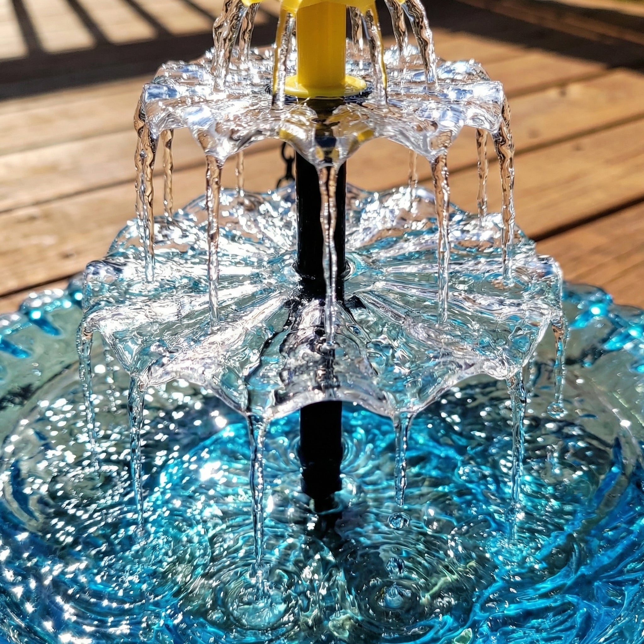 Hanging Fountain Solar-Powered Two-Tier Glass Bowl