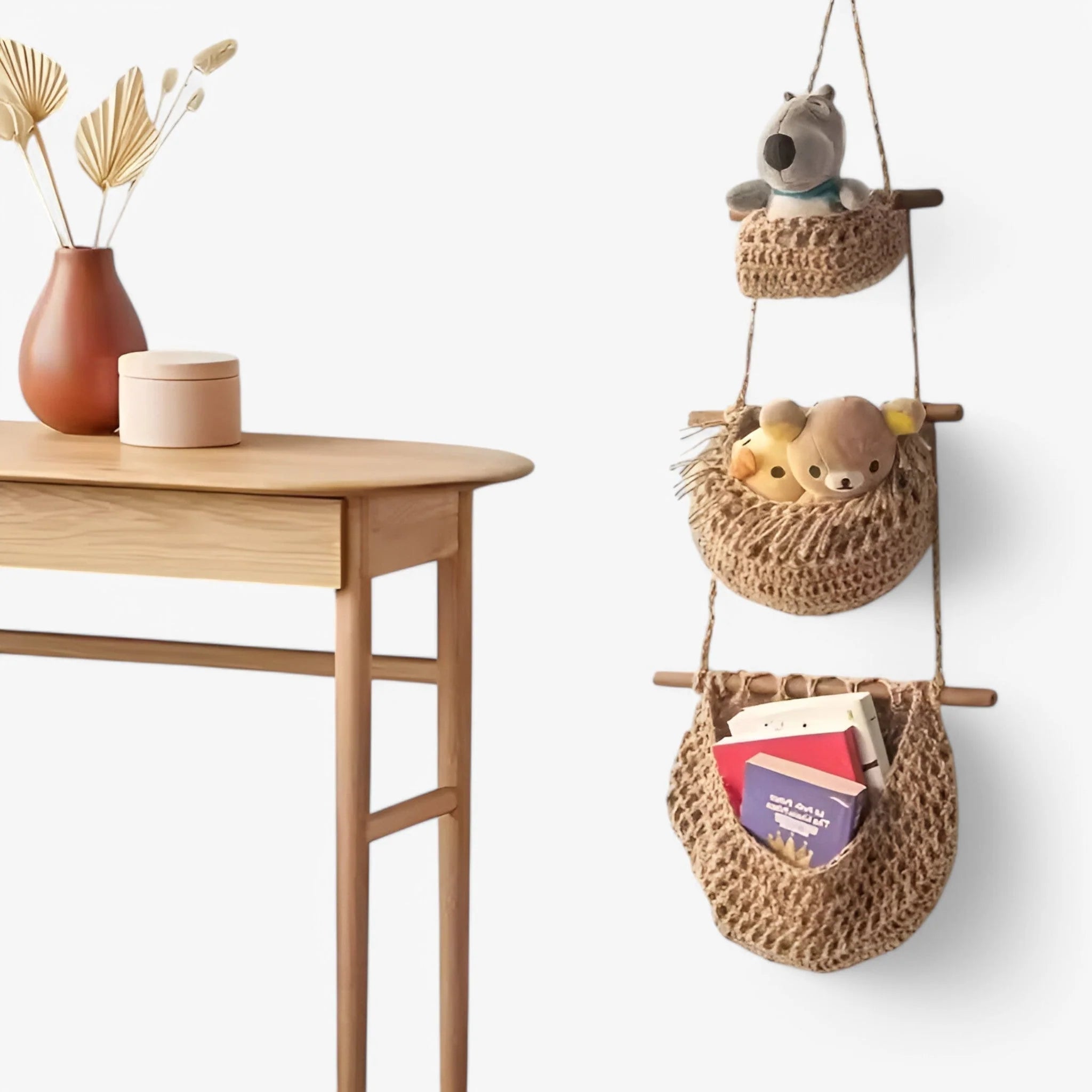 Hanging Fruit & Vegetable Basket 3-Tier Natural Jute