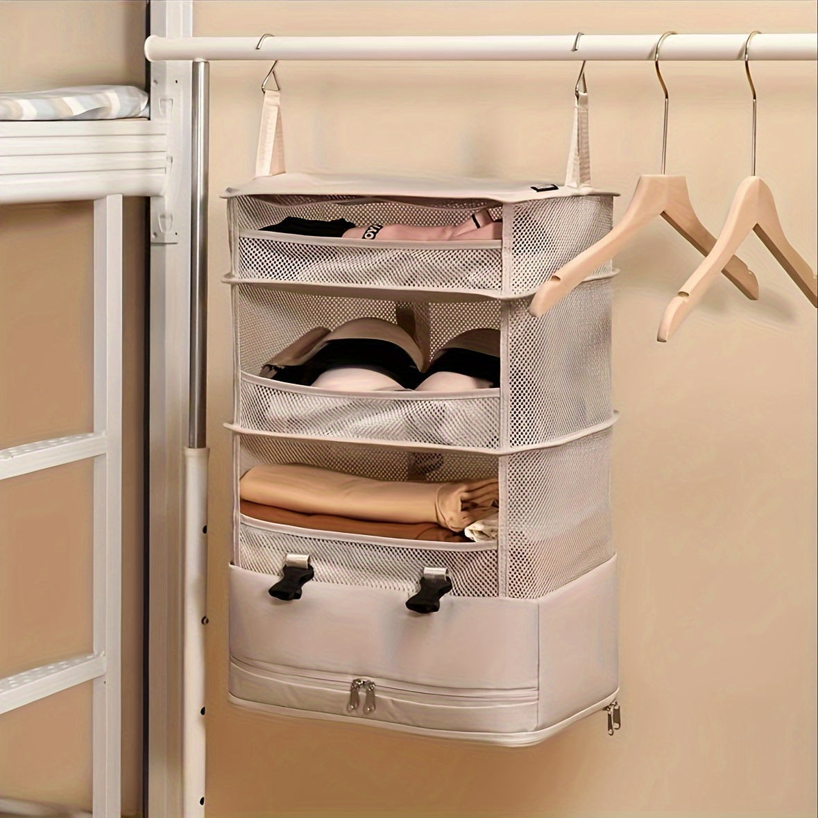 Hanging Garment Bag Foldable & Space-Saving 4 Compartments