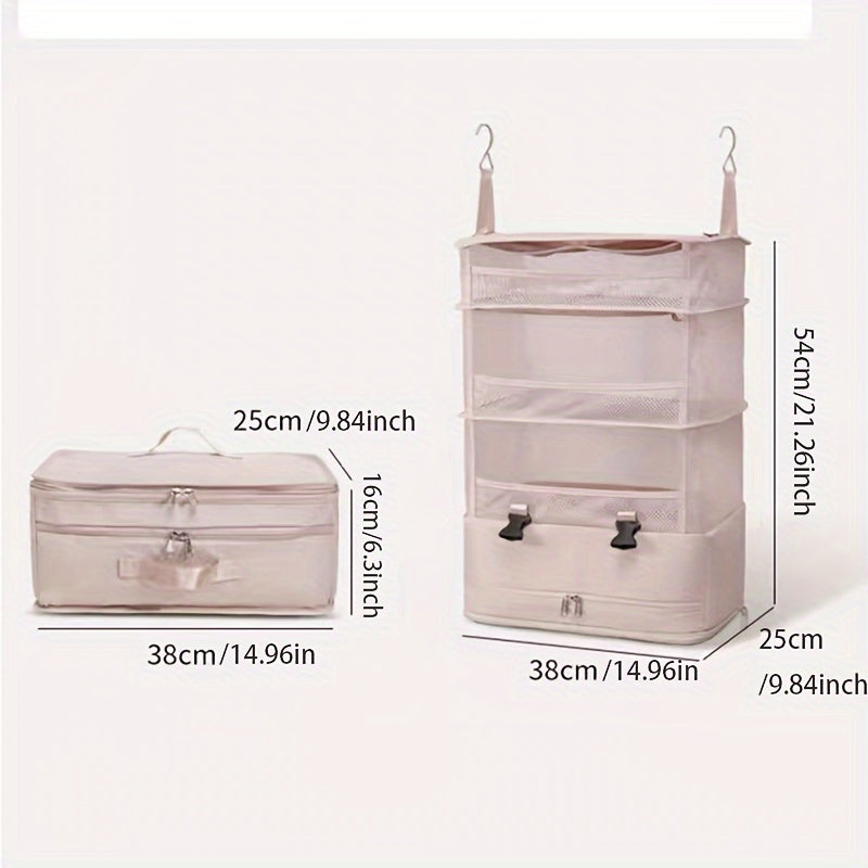 Hanging Garment Bag Foldable & Space-Saving 4 Compartments