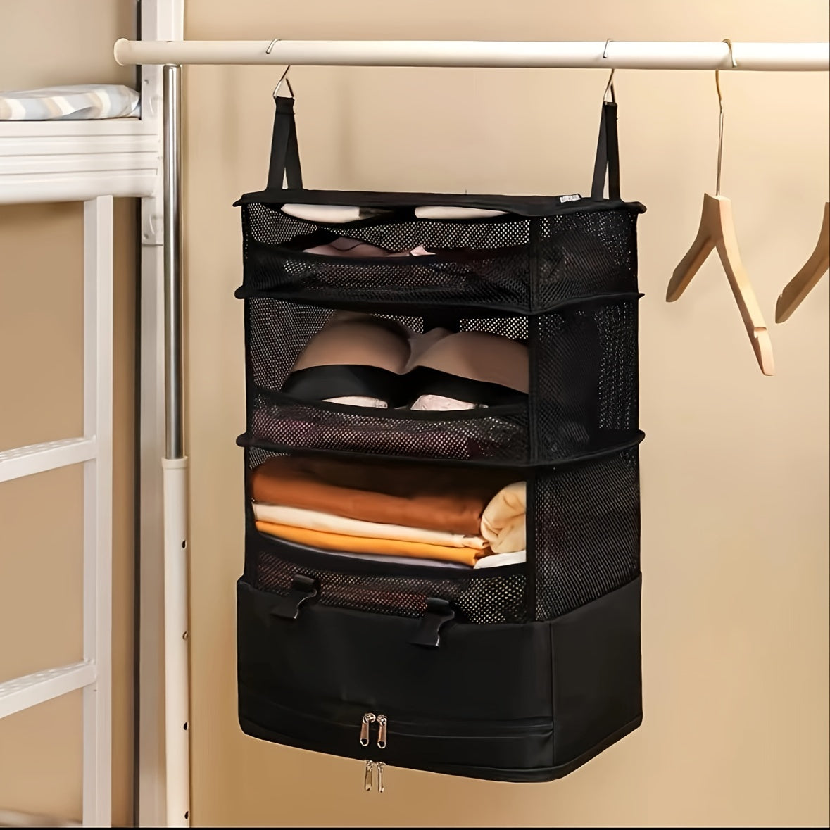 Hanging Garment Bag Foldable & Space-Saving 4 Compartments