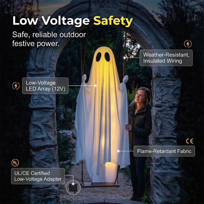 Hanging Ghost Decoration Weatherproof LED Lighting & Remote Control