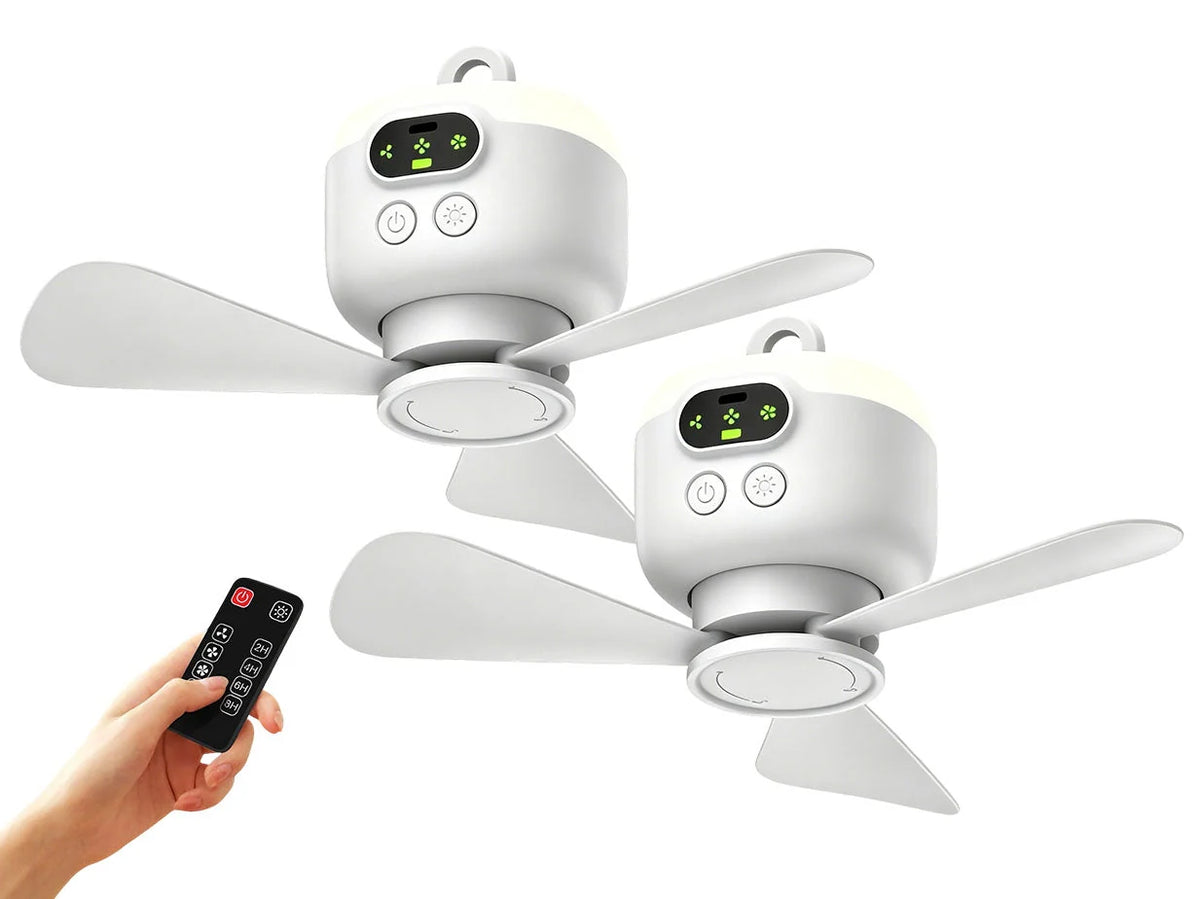 Hanging LED Fan Rechargeable 10-Hour Remote & Timer