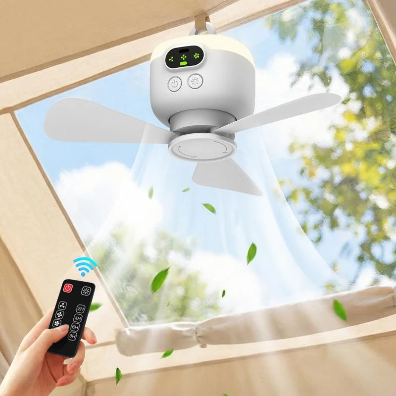 Hanging LED Fan Rechargeable 10-Hour Remote & Timer