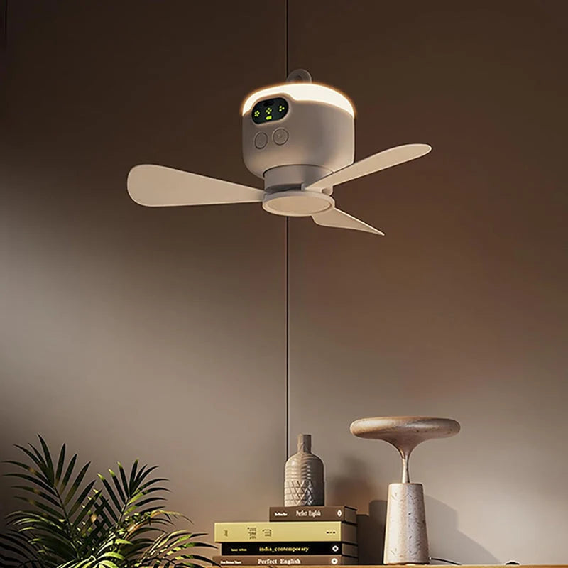 Hanging LED Fan Rechargeable 10-Hour Remote & Timer