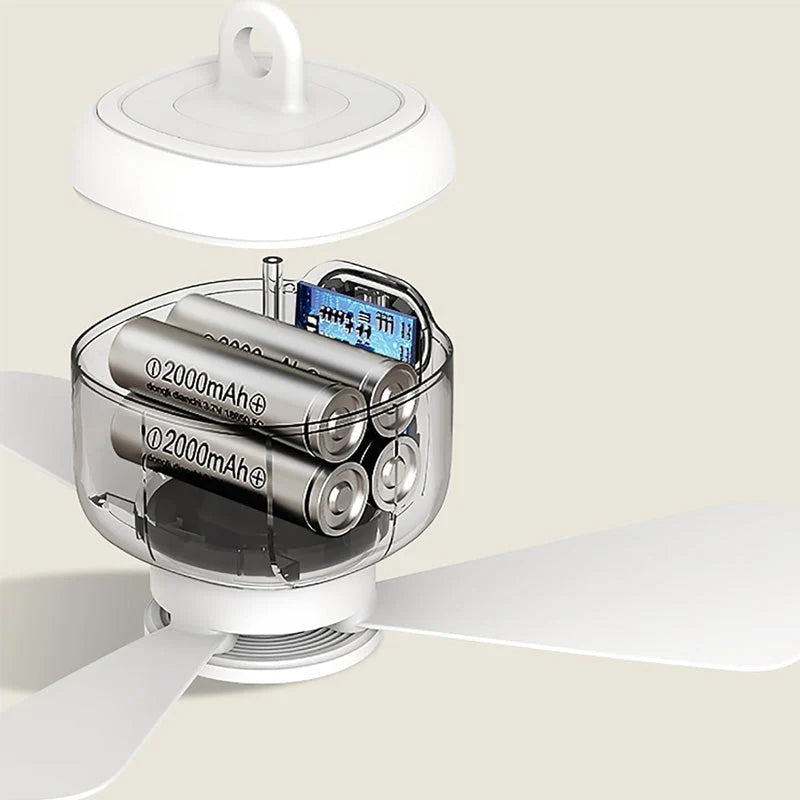 Hanging LED Fan Rechargeable 10-Hour Remote & Timer