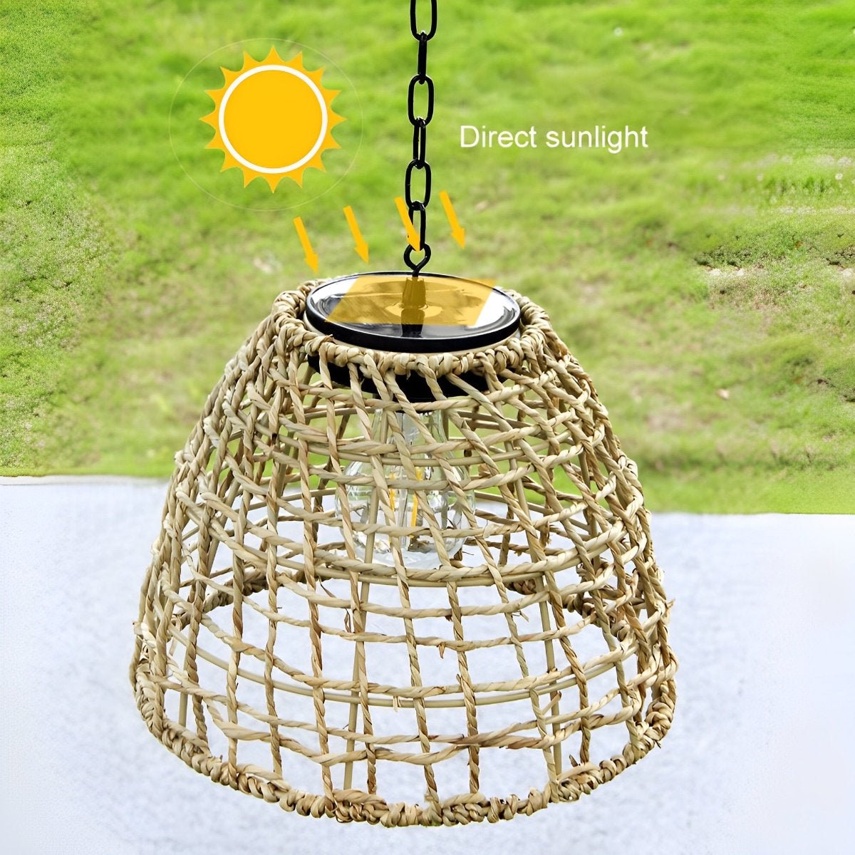 Hanging Lamp Solar Powered IP65 Weatherproof Rattan Or Iron