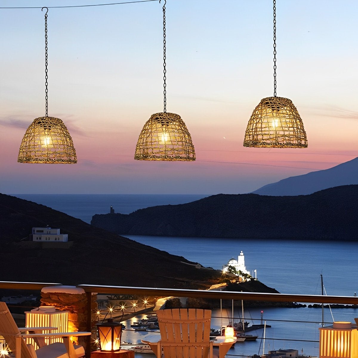 Hanging Lamp Solar Powered IP65 Weatherproof Rattan Or Iron