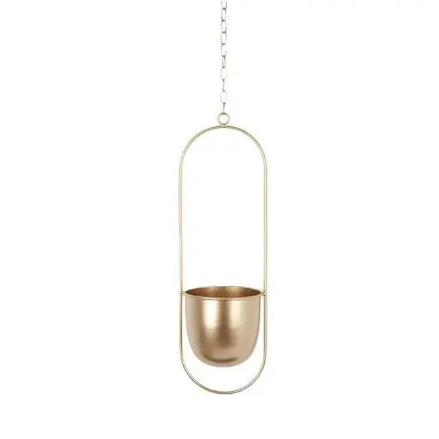 Hanging Planter Geometric Metal Frame Drainage Holes