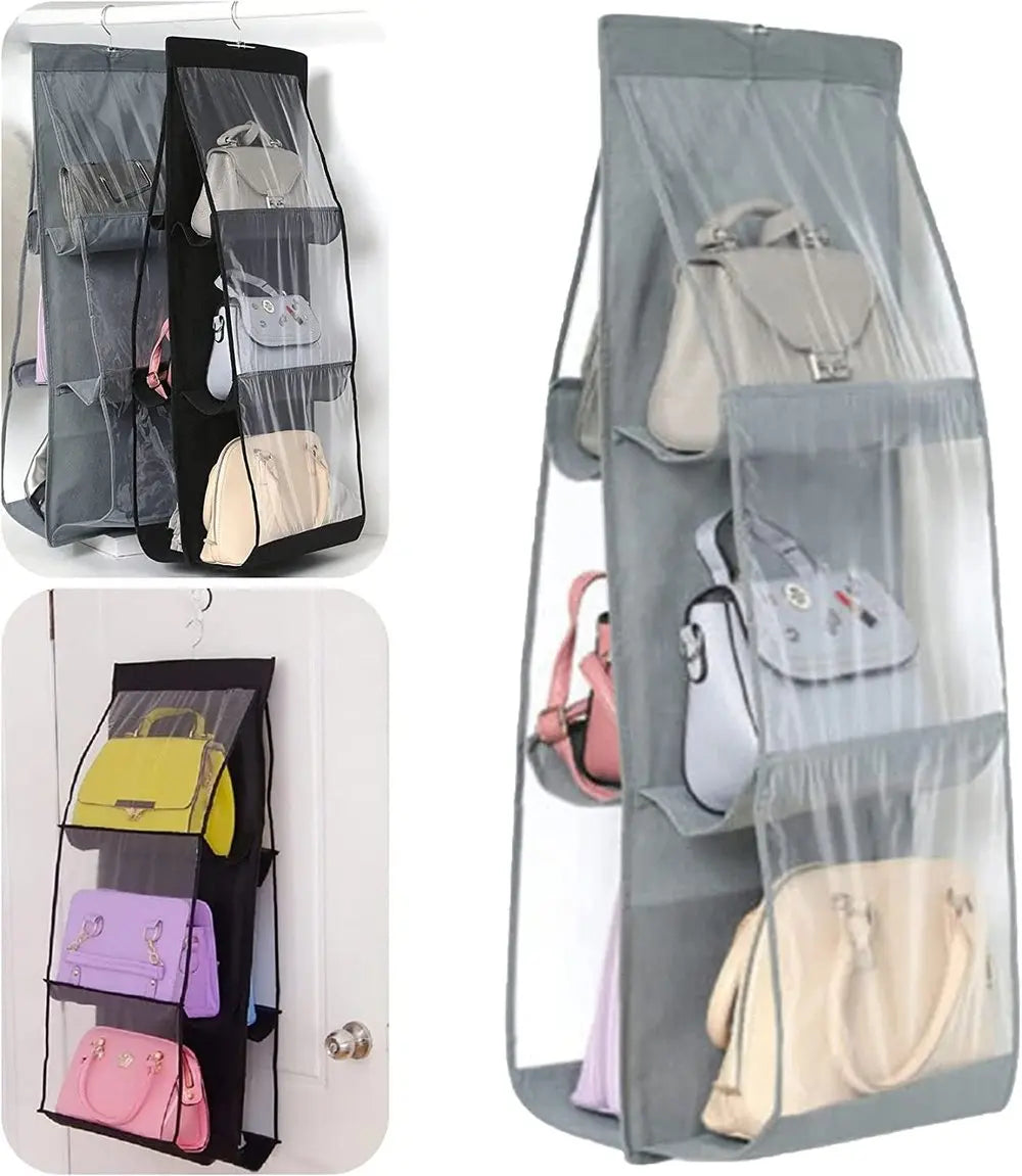 Hanging Purse Organizer Double-Sided Dust-Resistant Six Hooks