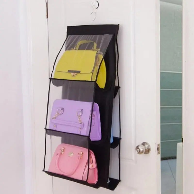 Hanging Purse Organizer Double-Sided Dust-Resistant Six Hooks