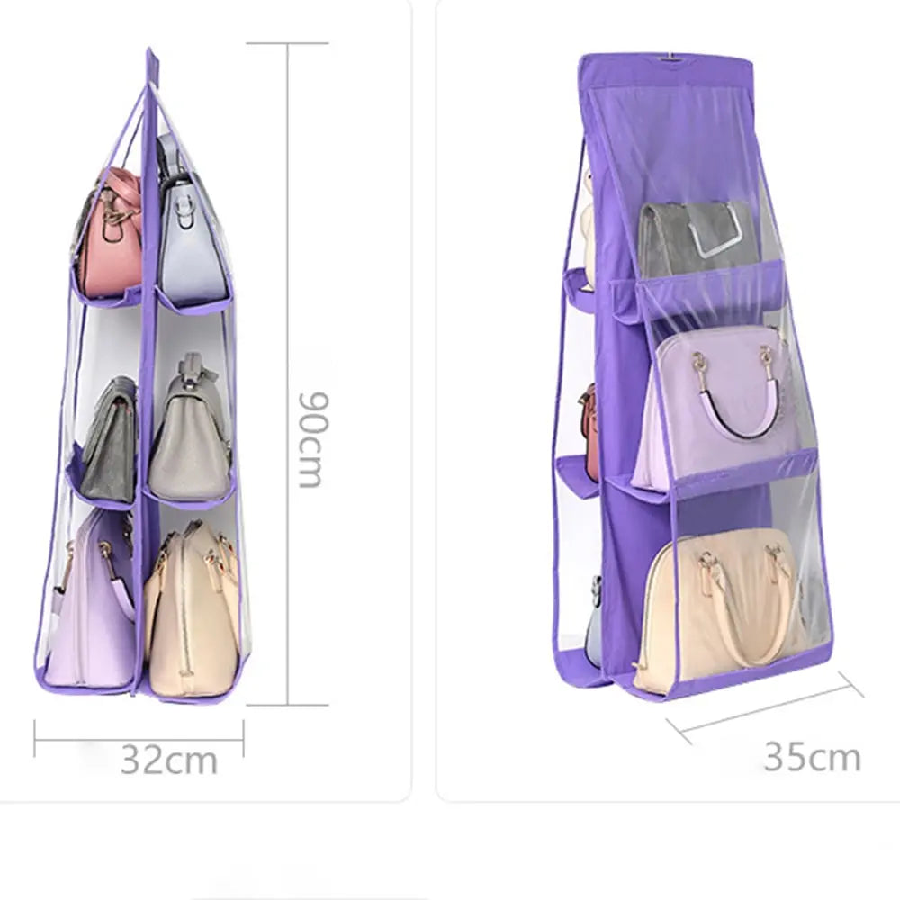 Hanging Purse Organizer Double-Sided Dust-Resistant Six Hooks