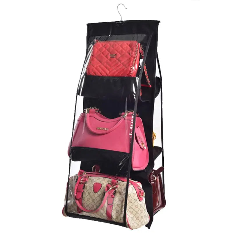 Hanging Purse Organizer Double-Sided Dust-Resistant Six Hooks