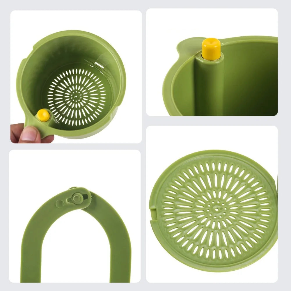 Hanging Sink Drip Basket Two-Part Filter & One-Click Emptying