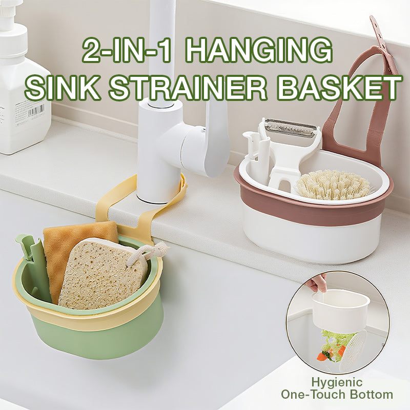 Hanging Sink Strainer Fine Stainless Steel Mesh No-Touch Emptying