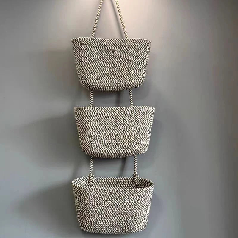 Hanging Storage Basket Three Compartments & Over Door Hook