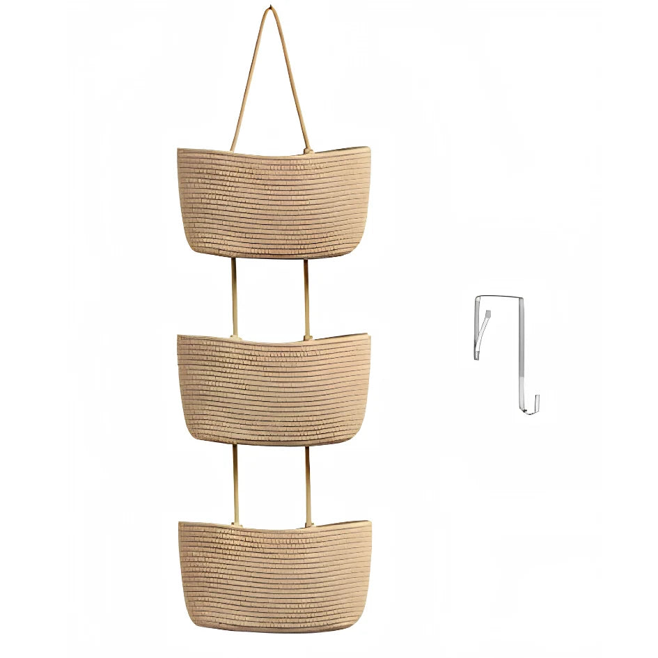 Hanging Storage Basket Three Compartments & Over Door Hook