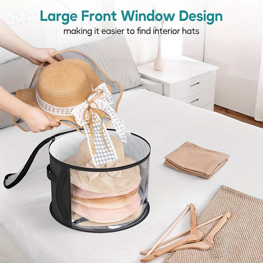 Hat Storage Box Extra Large Transparent Window Double Zipper