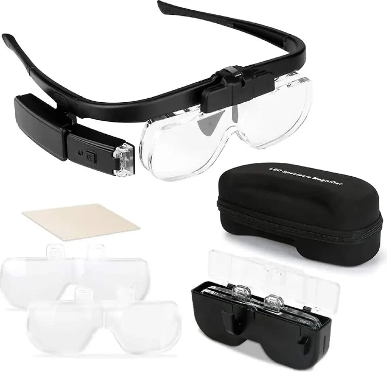 Headband Magnifier 3 Interchangeable Lenses & LED Light