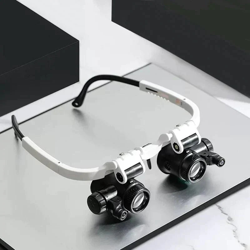 Headband Magnifier Six Interchangeable Magnifications Adjustable LED Lights