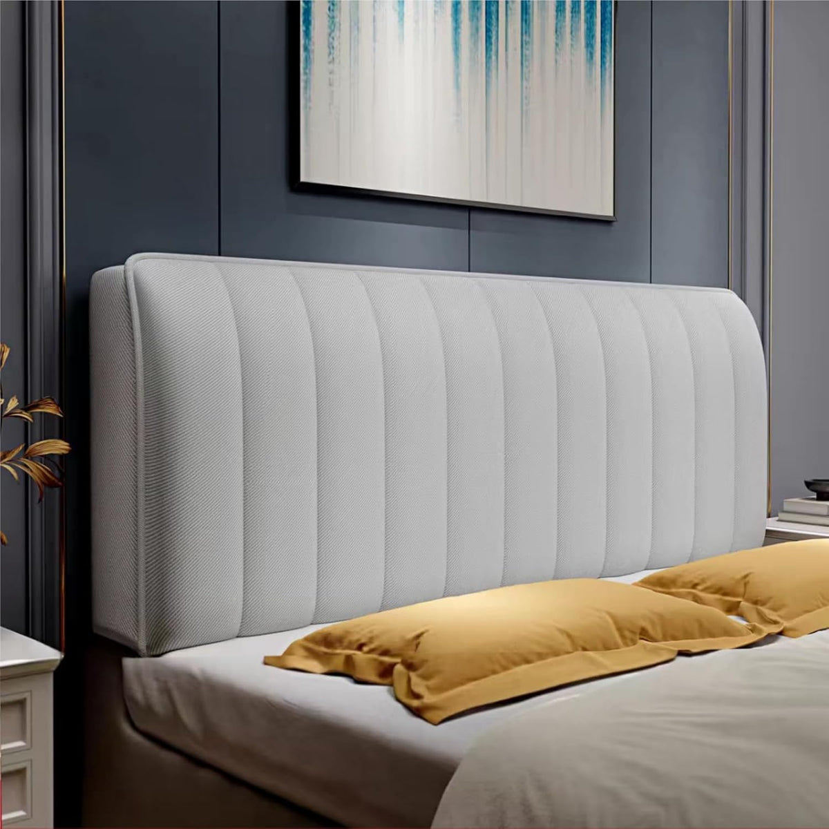 Headboard Cover Wrinkle-Free Stretch Fit Breathable & Washable