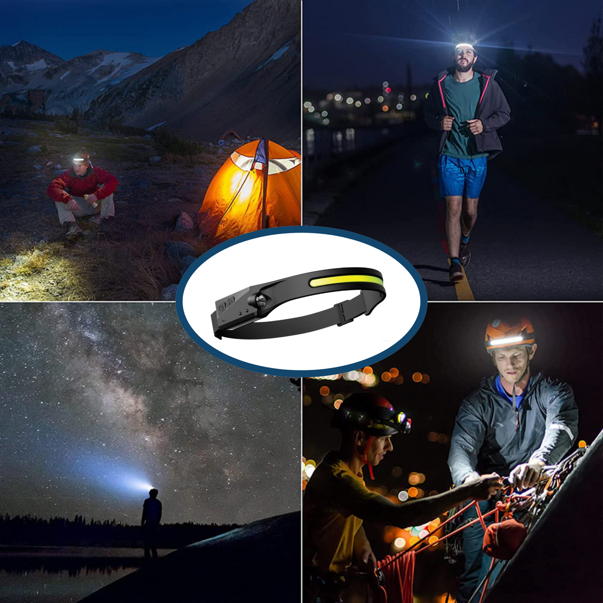 Headlamp COB LED 350 Lumens Touchless Gesture