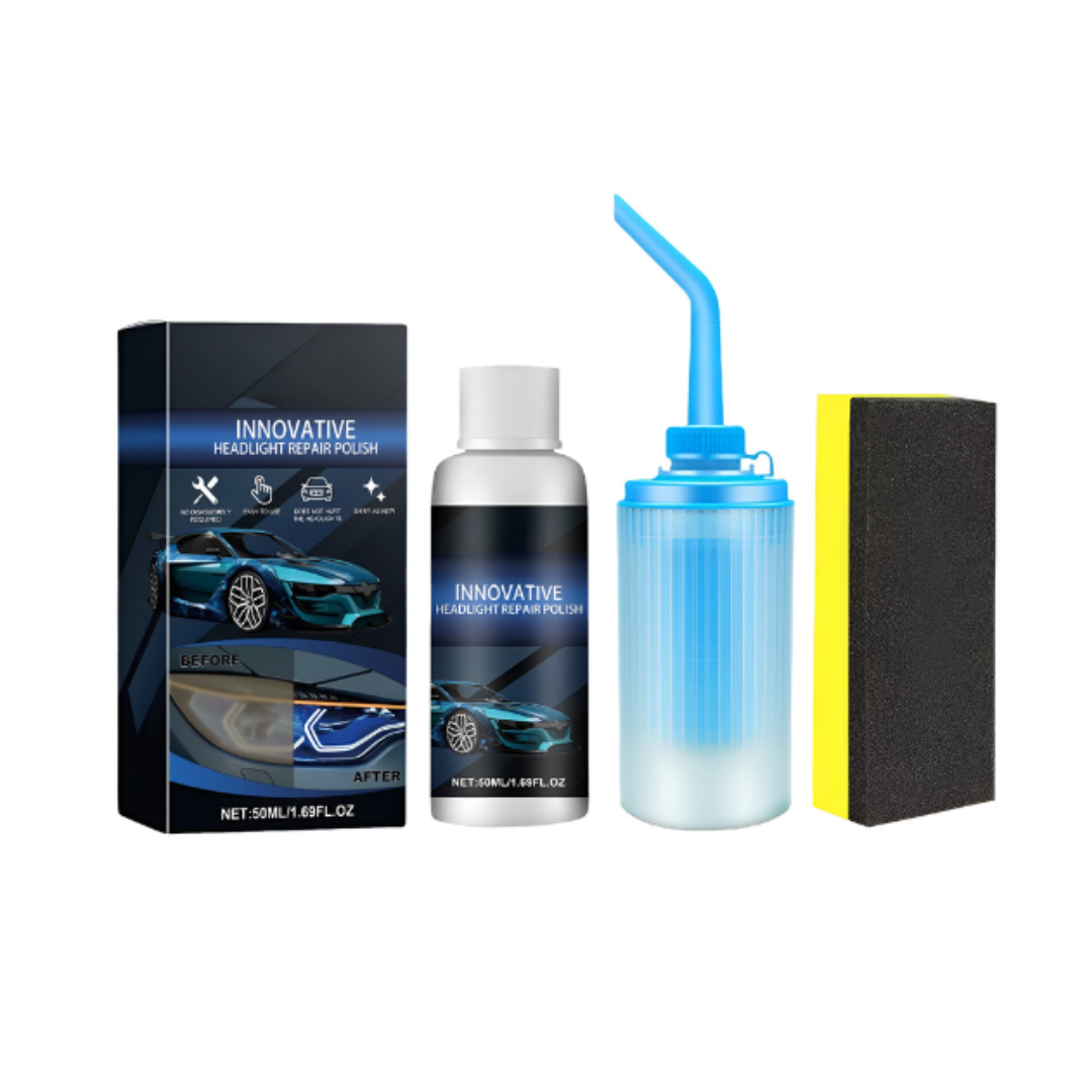 Headlight Restoration Kit Cleaner & Sponge Set UV Protective