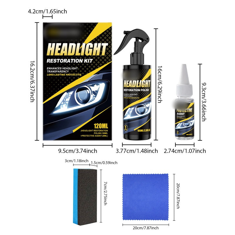 Headlight Restoration Kit Non-Abrasive Polish & UV Sealant