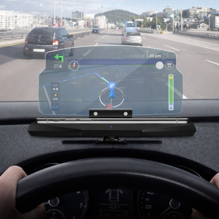 Heads-Up Display Windshield Projection Auto Brightness & Wireless Charging