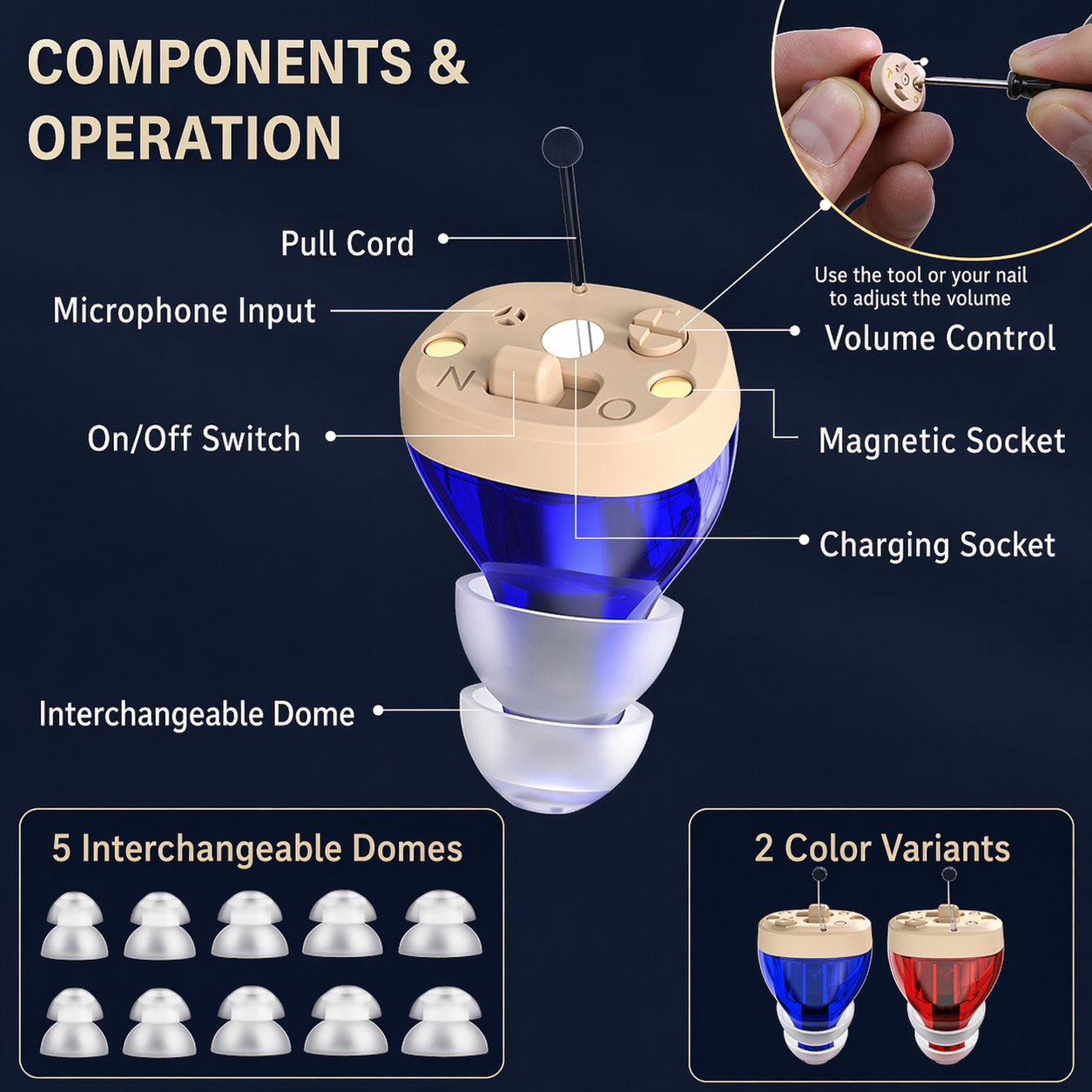 Hearing Aid Rechargeable Noise Reduction 20 Hour Battery