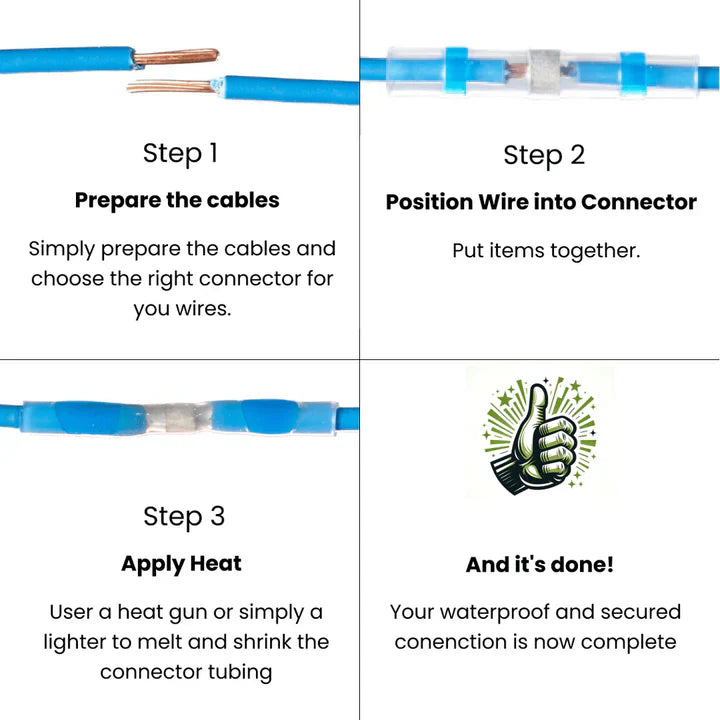 Heat Shrink Solder Connectors Self-Soldering IP67 Waterproof 50 Piece