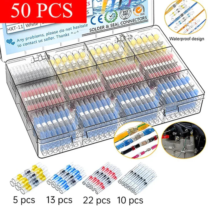 Heat-Shrink Solder Connectors Waterproof IP67 Set of 50