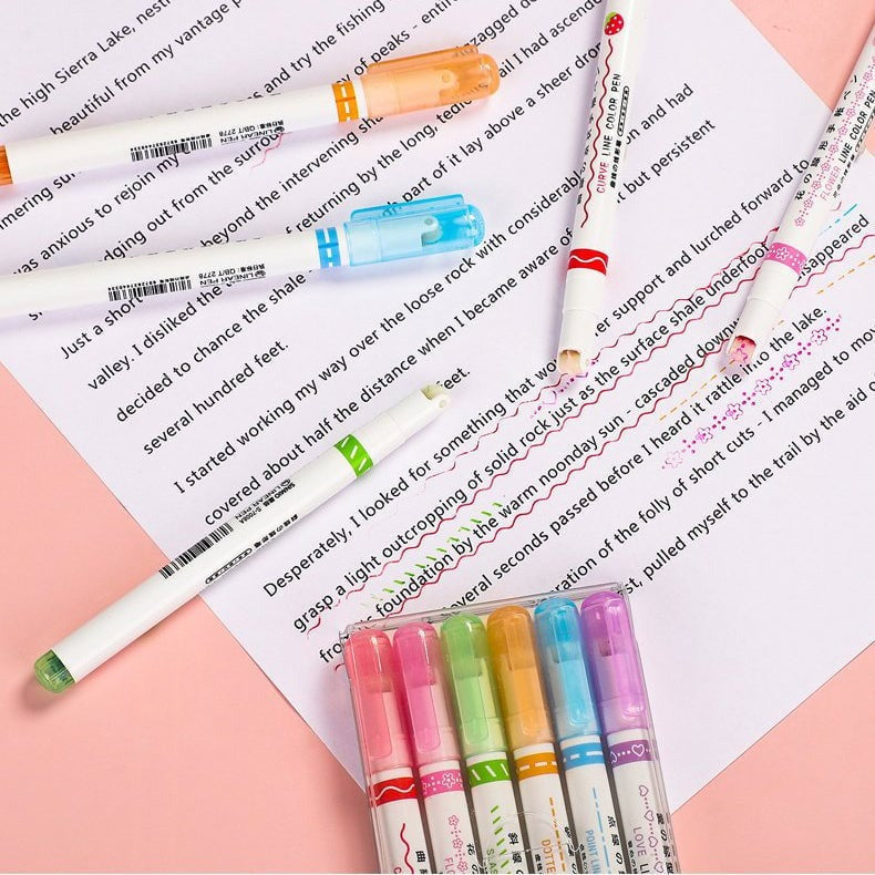 Highlighter Pen Rolling Tip & Fine Tip Fast-Drying Ink
