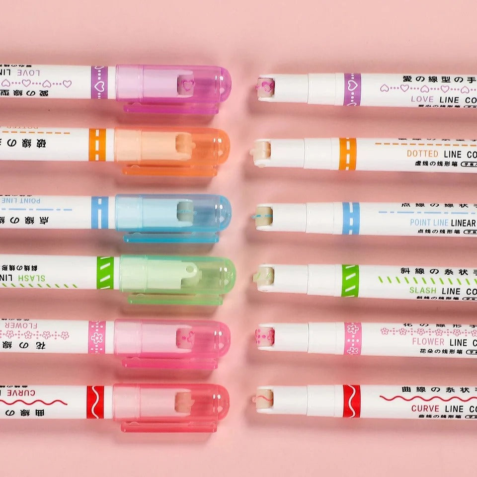 Highlighter Pen Rolling Tip & Fine Tip Fast-Drying Ink
