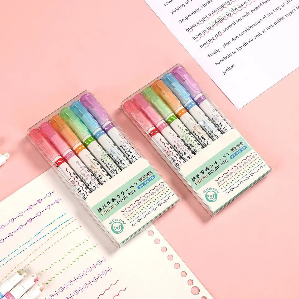 Highlighter Pen Rolling Tip & Fine Tip Fast-Drying Ink