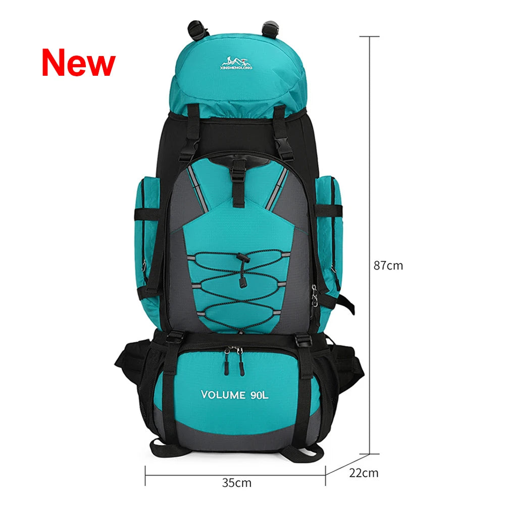 Hiking Backpack 90 L Waterproof Nylon Lightweight Padded Straps