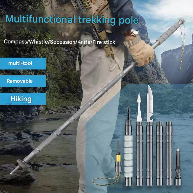 Hiking Pole Adjustable Aluminum Integrated Survival Kit