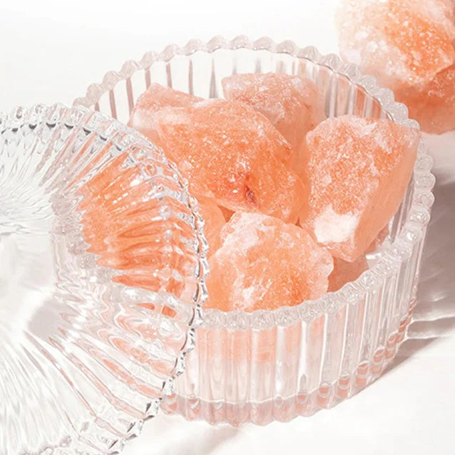 Himalayan Salt Lamp Handcrafted Crystal Warm Glow Wooden Base
