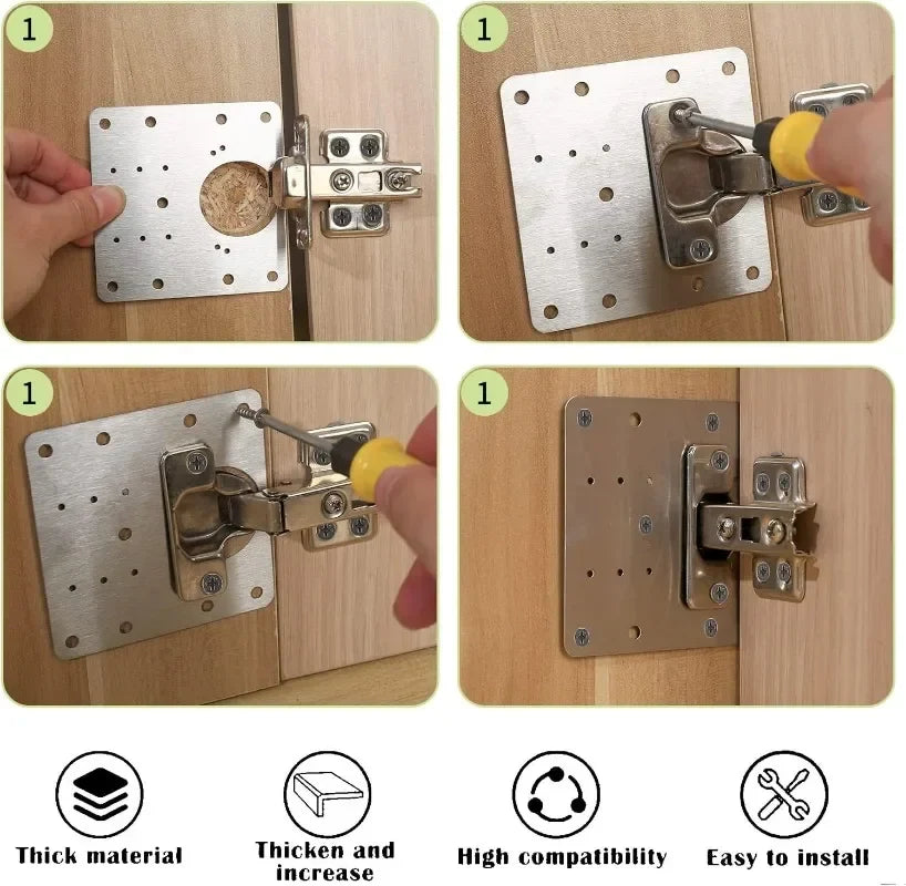 Hinge Repair Plate Stainless Steel Set of 10