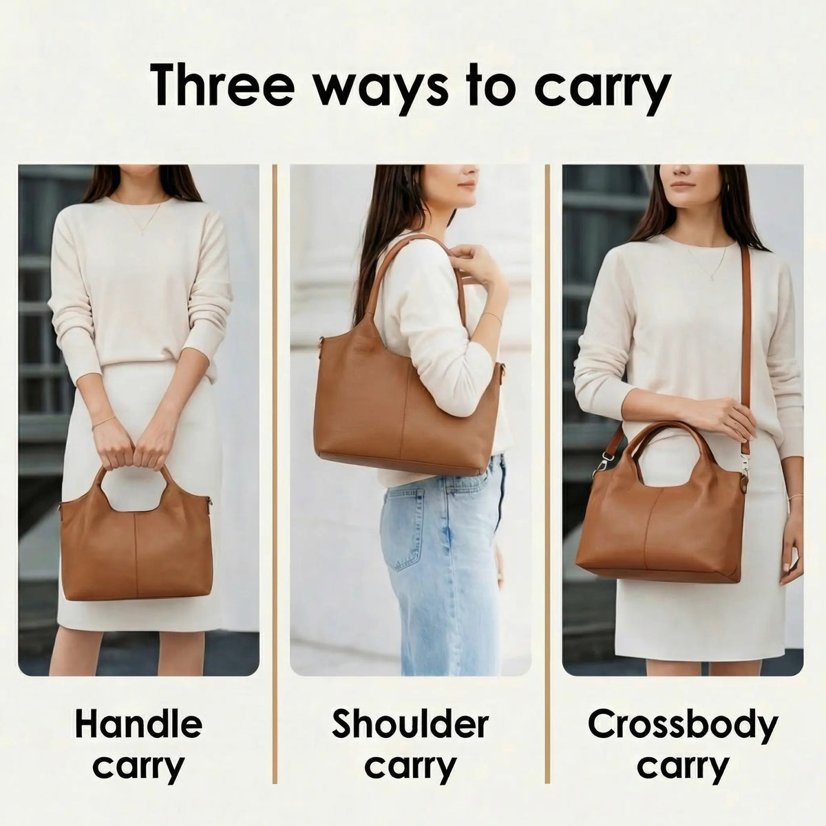 Hobo Bag Artificial Leather Five Interior Compartments Adjustable Strap