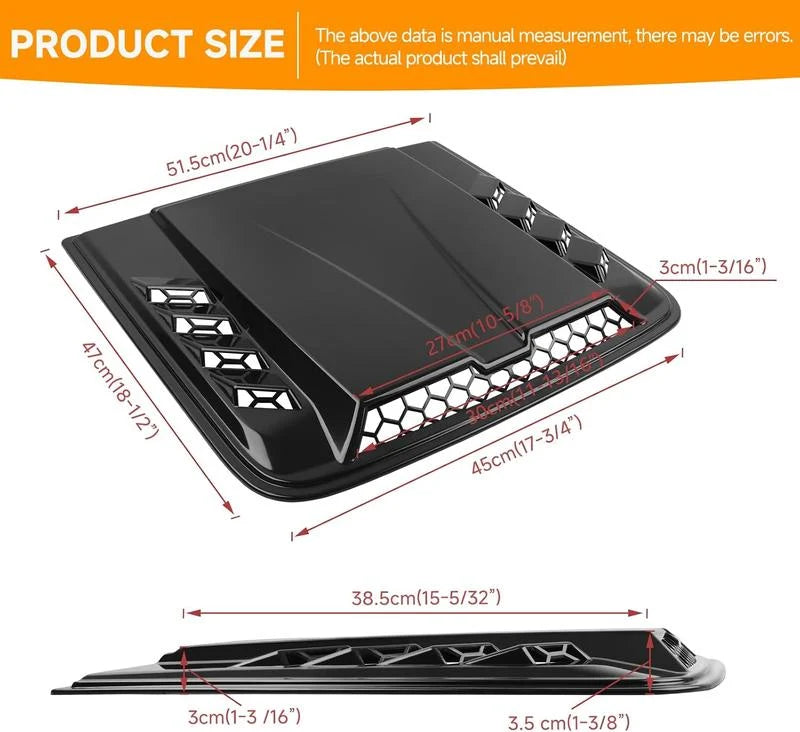 Hood Scoop Universal Fit ABS Plastic Tool Free Installation