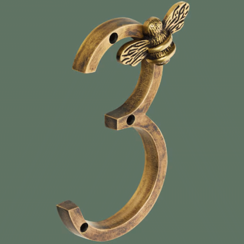 House Number Sign Bee Accent Weatherproof Customizable Digits