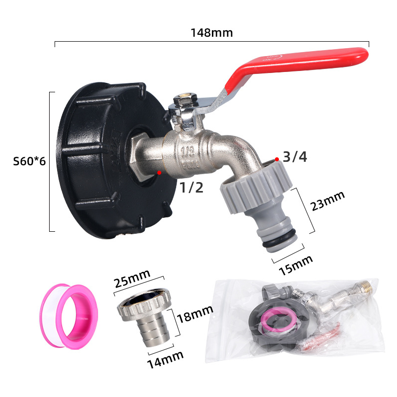 IBC Tank Faucet Brass Quick-Connect 2.36 Inch Thread