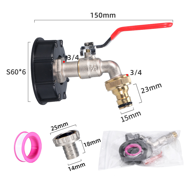 IBC Tank Faucet Brass Quick-Connect 2.36 Inch Thread